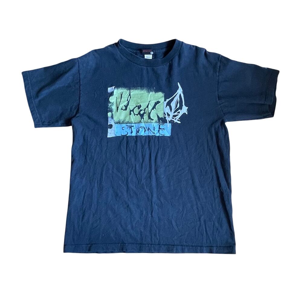 Vintage 90's Single Stitch Black Stone Volco Cotton Tee XL